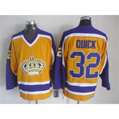 Los Angeles Kings #32 Jonathan Quick Yellow CCM Stitched Jersey Men's