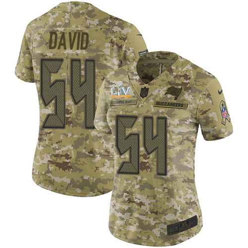 Buccaneers #54 Lavonte David Camo Women's Super Bowl LV Bound Stitched Limited 2018 Salute To Service Jersey