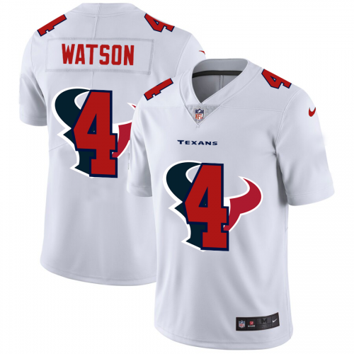 Houston Houston Texans #4 Deshaun Watson White Men's Team Logo Dual Overlap Limited Jersey Men's