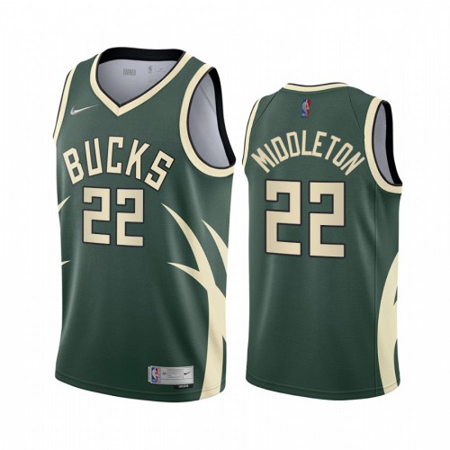 Milwaukee Milwaukee Bucks #22 Khris Middleton Green Womens Swingman 2020-21 Earned Edition Jersey Womens