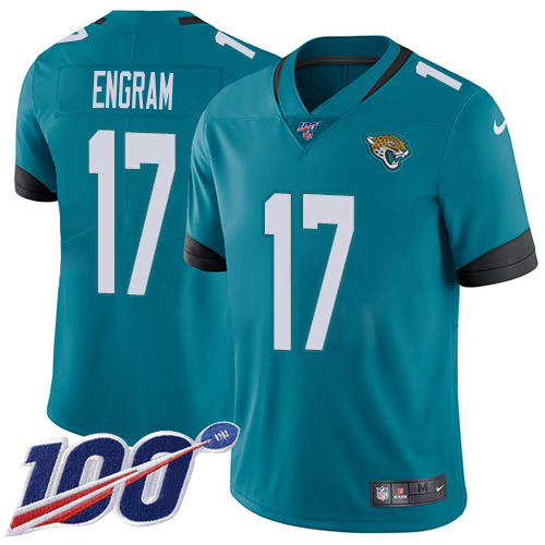 Jaguars #17 Evan Engram Teal Green Alternate Men's Stitched 100th Season Vapor Limited Jersey