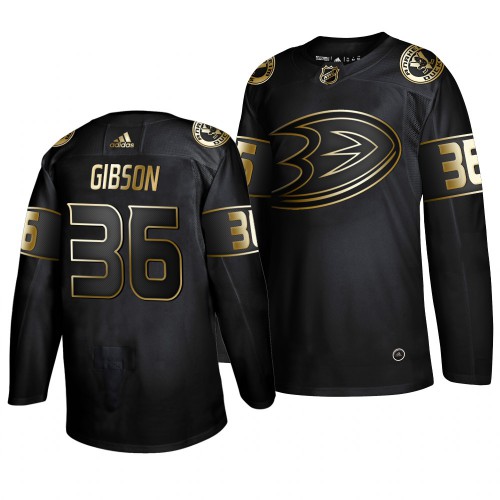 Adidas Anaheim Ducks #36 John Gibson Men's 2019 Black Golden Edition Authentic Stitched Jersey Men's