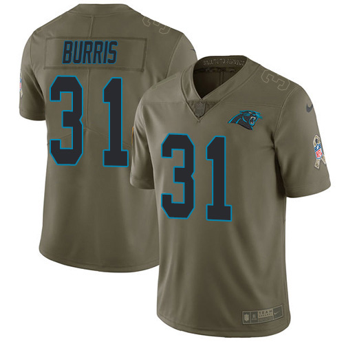 Carolina Panthers #31 Juston Burris Olive Youth Stitched Limited 2017 Salute To Service Jersey Youth