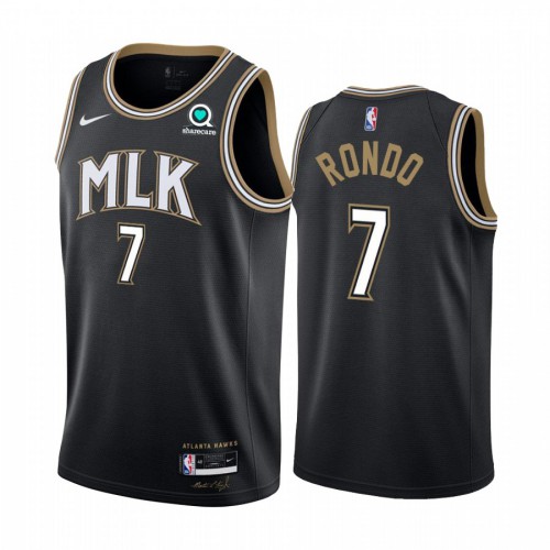 Atlanta Hawks #7 Rajon Rondo Black Swingman 2020-21 City Edition Jersey Mens