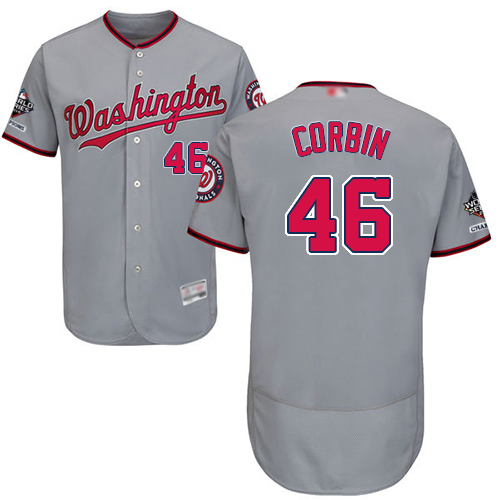Washington Nationals #46 Patrick Corbin Grey Flexbase Authentic Collection 2019 World Series Champions Stitched Jersey Men's