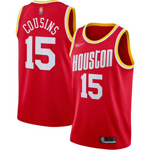 Houston Rockets #15 DeMarcus Cousins Red Swingman Hardwood Classics Jersey Mens
