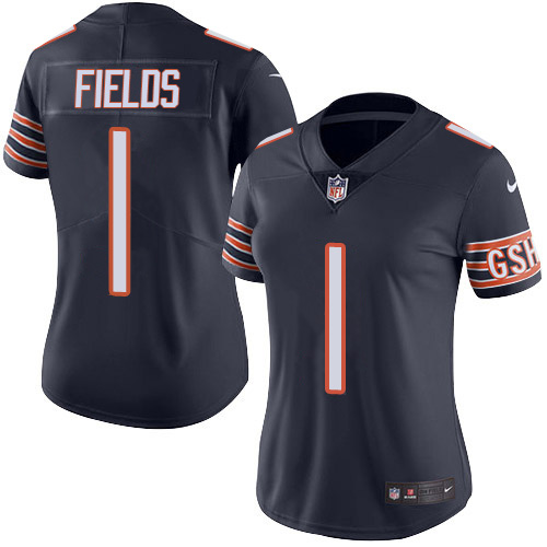 Bears #1 Justin Fields Navy Blue Team Color Women's Stitched Vapor Untouchable Limited Jersey