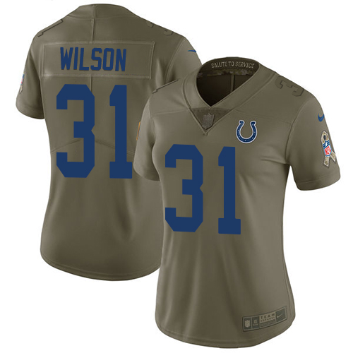 Indianapolis Colts #31 Quincy Wilson Olive Women's Stitched Limited 2017 Salute to Service Jersey Womens