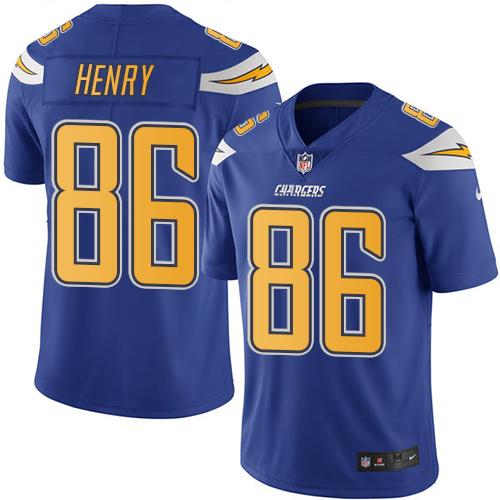 Los Angeles Chargers #86 Hunter Henry Electric Blue Men's Stitched Limited Rush Jersey Men's