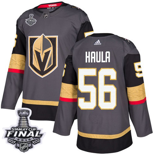 Adidas Golden Vegas Golden Knights #56 Erik Haula Grey Home Authentic 2018 Stanley Cup Final Stitched Jersey Men's