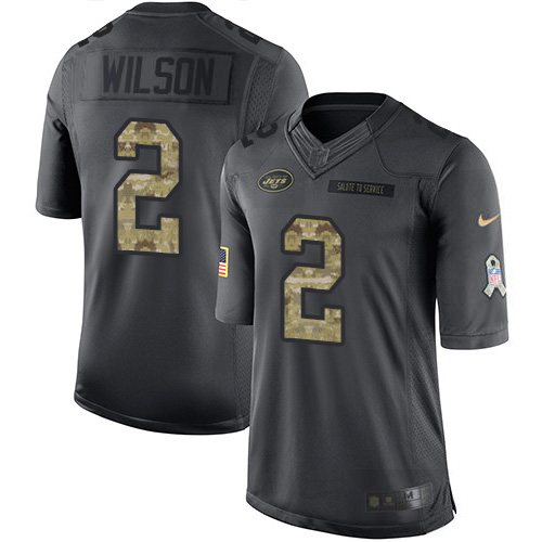 Jets #2 Zach Wilson Black Men's Stitched Limited 2016 Salute To Service Jersey