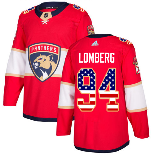 Adidas Panthers #94 Ryan Lomberg Red Home Authentic USA Flag Stitched Youth Jersey