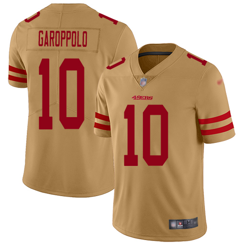 49ers #10 Jimmy Garoppolo Gold Men's Stitched Limited Inverted Legend Jersey