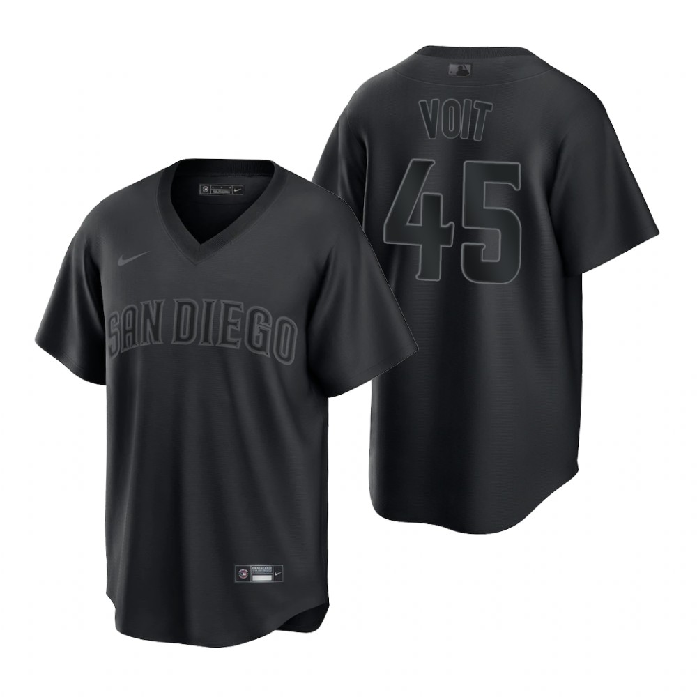 San Diego Padres #45 Luke Voit Men's Black Pitch Black Fashion Jersey