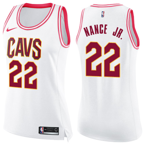 Cleveland Cavaliers #22 Larry Nance Jr. White/Pink Womens Swingman Fashion Jersey Womens