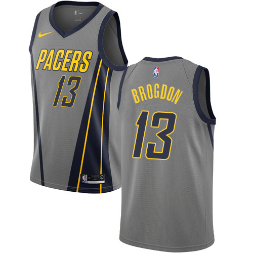 Indiana Pacers #13 Malcolm Brogdon Gray Swingman City Edition 2018/19 Jersey Mens