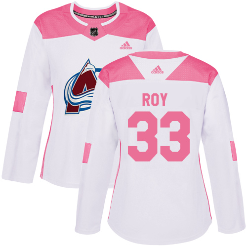 Adidas Colorado Avalanche #33 Patrick Roy White/Pink Authentic Fashion Women's Stitched Jersey Womens