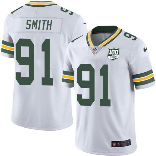 Green Bay Packers #91 Preston Smith White Youth 100th Season Stitched Vapor Untouchable Limited Jersey Youth