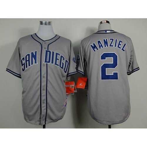 San Diego Padres #2 Johnny Manziel Grey Cool Base Stitched Jersey Men's