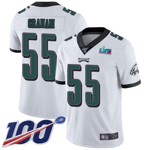 Eagles #55 Brandon Graham White Super Bowl LVII Patch Men's Stitched 100th Season Vapor Limited Jersey