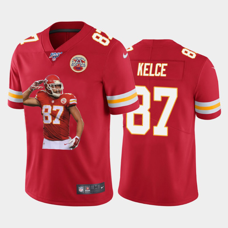 Kansas City Chiefs #87 Travis Kelce Team Hero 8 Vapor Limited 100 Jersey Red