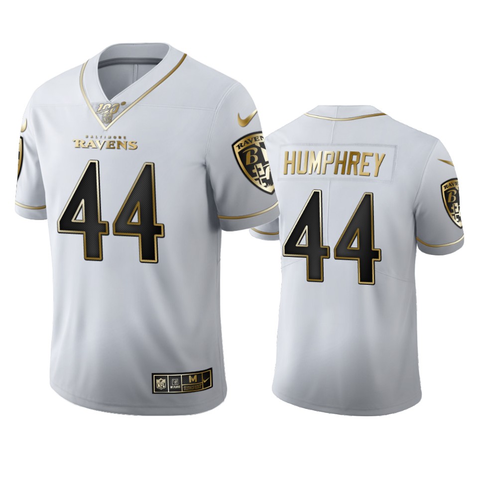 Baltimore Ravens #44 Marlon Humphrey Men's White Golden Edition Vapor Limited 100 Jersey