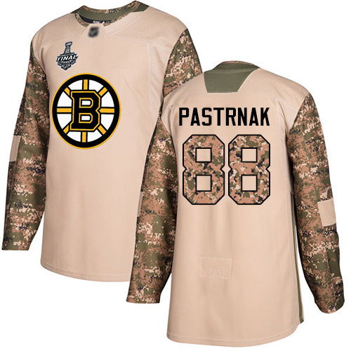 Adidas Boston Bruins #88 David Pastrnak Camo Authentic 2017 Veterans Day Stanley Cup Final Bound Youth Stitched Jersey Youth