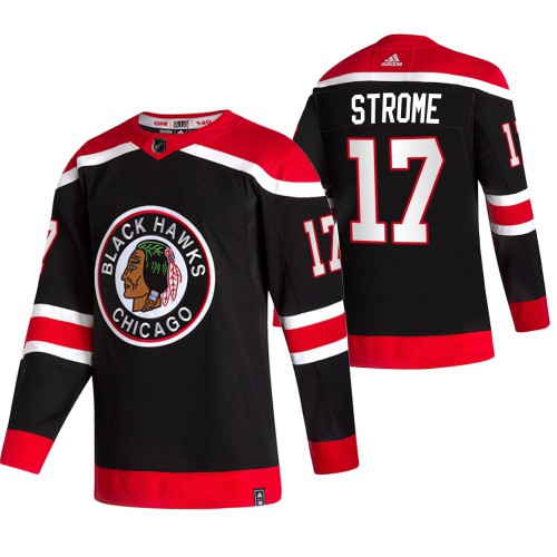 Chicago Chicago Blackhawks #17 Dylan Strome Black Men's Adidas 2020-21 Reverse Retro Alternate Jersey Men's