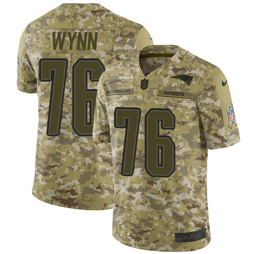 New England Patriots #76 Isaiah Wynn Camo Men's Stitched Limited 2018 Salute To Service Jersey Men's