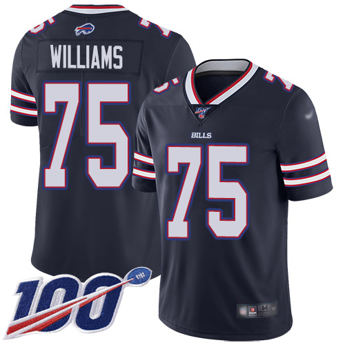 Buffalo Bills #75 Daryl Williams Navy Men's Stitched Limited Inverted Legend 100th Season Jersey Men's