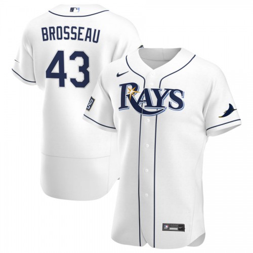 Tampa Bay Tampa Bay Rays #43 Mike Brosseau Men's White Home 2020 World Series Bound Authentic Player Jersey Men's