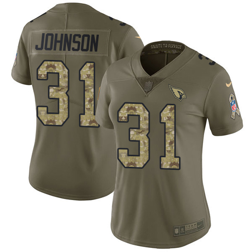 Arizona Cardinals #31 David Johnson Olive/Camo Women's Stitched Limited 2017 Salute to Service Jersey Womens