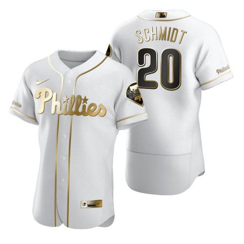 Philadelphia Philadelphia Phillies #20 Mike Schmidt White Men's Authentic Golden Edition Jersey Men's