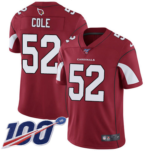 Arizona Cardinals #52 Mason Cole Red Team Color Men's Stitched 100th Season Vapor Limited Jersey Men's