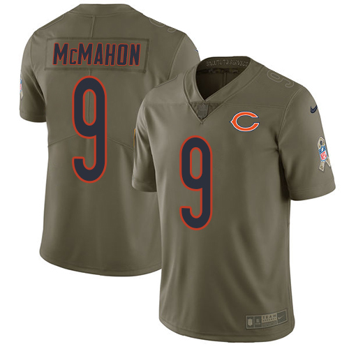 Chicago Bears #9 Jim McMahon Olive Men's Stitched Limited 2017 Salute To Service Jersey Men's