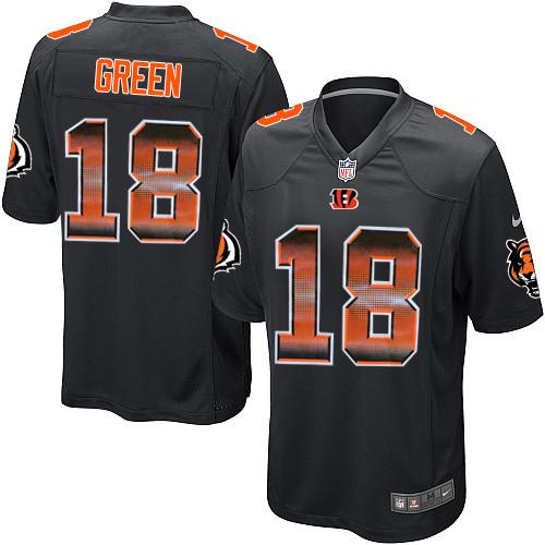 Cincinnati Bengals #18 A.J. Green Black Team Color Men's Stitched Limited Strobe Jersey Men's