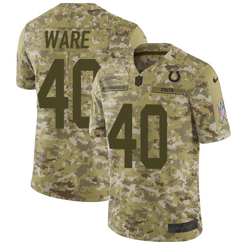 Indianapolis Colts #40 Spencer Ware Camo Men's Stitched Limited 2018 Salute To Service Jersey Men's