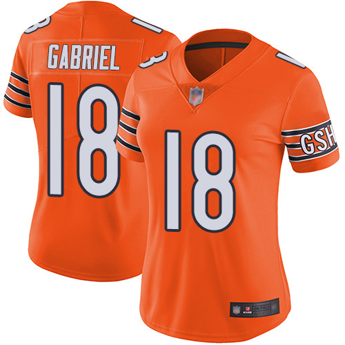 Chicago Bears #18 Taylor Gabriel Orange Women's Stitched Limited Rush Jersey Womens