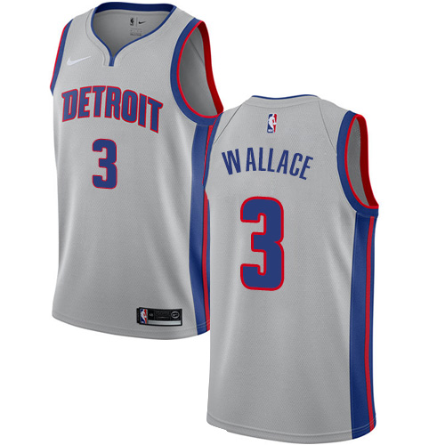 Detroit Pistons #3 Ben Wallace Silver Womens Swingman Statement Edition Jersey Womens
