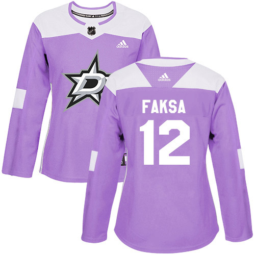 Adidas Dallas Stars #12 Radek Faksa Purple Authentic Fights Cancer Women's Stitched Jersey Womens