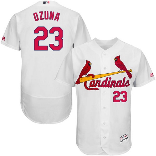 St.Louis Cardinals #23 Marcell Ozuna White Flexbase Authentic Collection Stitched Jersey Men's