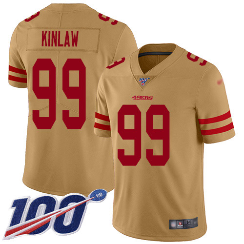 San Francisco 49ers #99 Javon Kinlaw Gold Youth Stitched Limited Inverted Legend 100th Season Jersey Youth