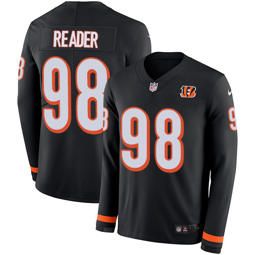 Cincinnati Bengals #98 D.J. Reader Black Team Color Youth Stitched Limited Therma Long Sleeve Jersey Youth