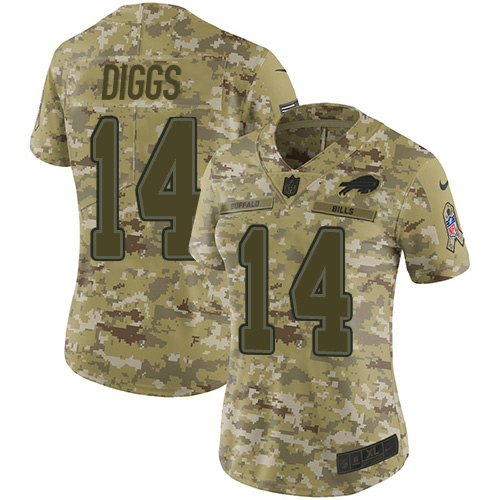 Bills #14 Stefon Diggs Camo Women's Stitched Limited 2018 Salute To Service Jersey