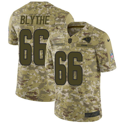 Los Angeles Rams #66 Austin Blythe Camo Men's Stitched Limited 2018 Salute To Service Jersey Men's