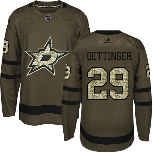Adidas Dallas Stars #29 Jake Oettinger Green Salute to Service Youth Stitched Jersey Youth