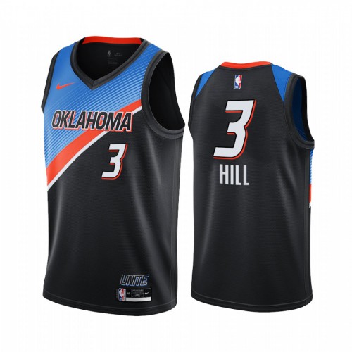 Oklahoma City Thunder #3 George Hill Black Youth Swingman 2020-21 City Edition Jersey Youth