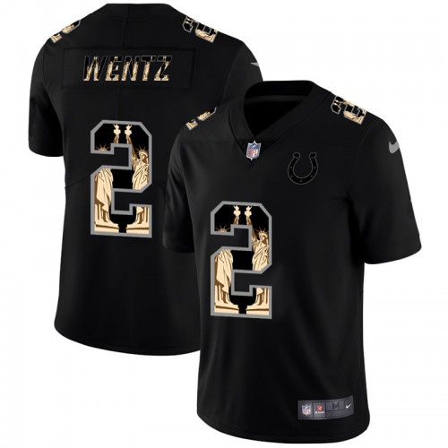 Indianapolis Indianapolis Colts #2 Carson Wentz Carbon Black Vapor Statue Of Liberty Limited Jersey Men's