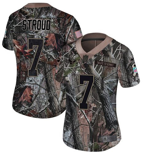 Texans #7 C.J. Stroud Camo Women's Stitched Limited Rush Realtree Jersey