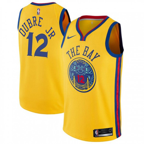 Golden State Warriors #12 Kelly Oubre Jr Gold Swingman City Edition Jersey Mens